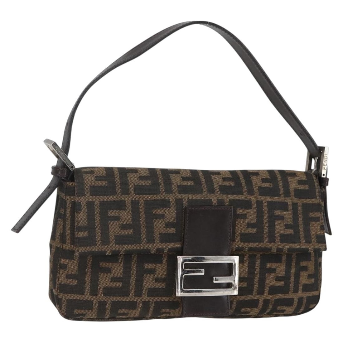 FENDI Zucca Canvas Mamma Baguette Shoulder Bag Black Brown Authentic: FENDI Zucca Canvas Mamma Baguette Shoulder Bag Black Brown Authentic Introducing the Fendi Zucca Canvas Mamma Baguette Shoulder Bag, a luxurious accessory crafted in Italy. This stylish shoulder bag f