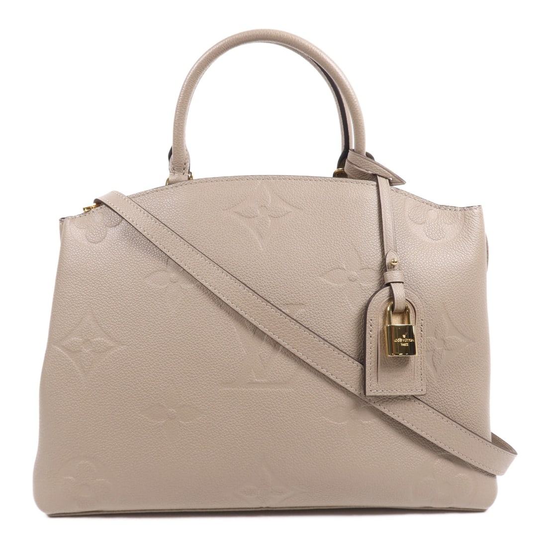 LOUIS VUITTON Grand Palais MM 2 Way Shoulder Bag Beige M45833: LOUIS VUITTON Grand Palais MM 2 Way Shoulder Bag Beige M45833 Introducing the LOUIS VUITTON Grand Palais MM 2 Way Shoulder Bag, a sophisticated accessory crafted from high-quality calfskin (cowhide) i
