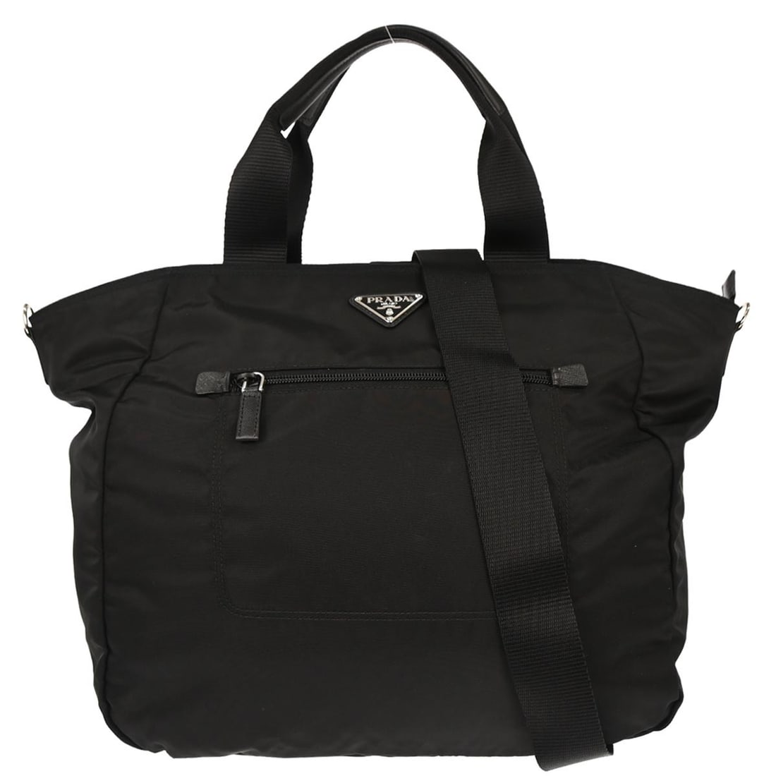 Prada BR4376 Large Black Nylon Two Way Tote Handbag Italy: Prada BR4376 Large Black Nylon Two Way Tote Handbag Italy This Prada tote bag is crafted from durable black nylon and features the signature Prada logo accent. Designed with a spacious interior and du