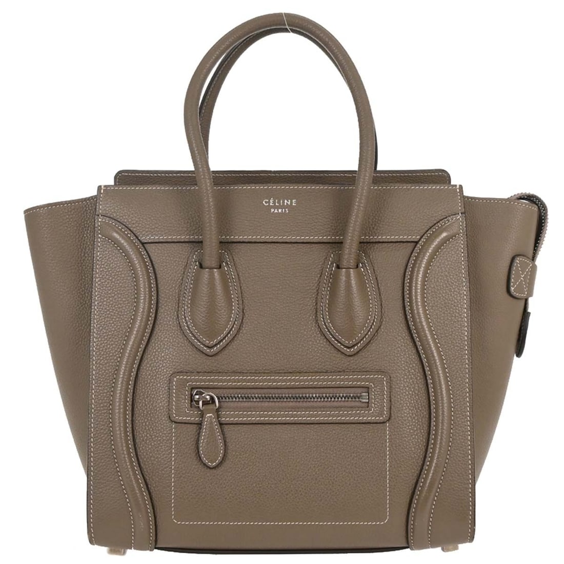Celine Brown Micro Luggage Tote Handbag S-AT-4116 Italy Leather: Celine Brown Micro Luggage Tote Handbag S-AT-4116 Italy Leather Introducing the Celine Brown Luggage Micro Tote Handbag, a stunning accessory perfect for casual occasions. This medium-sized top handle