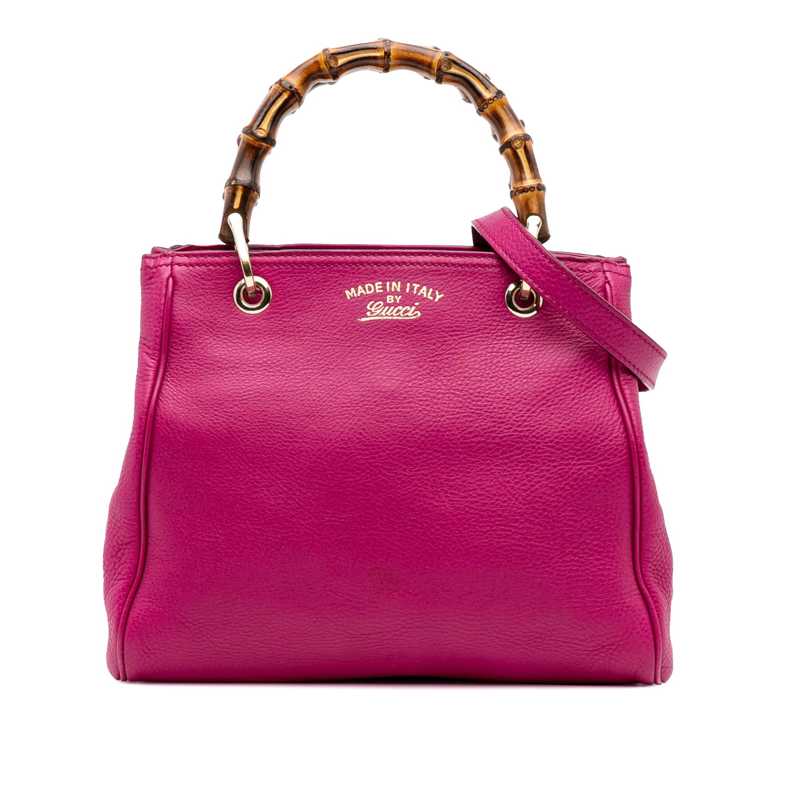 Gucci Small Calfskin Bamboo Shopper Satchel Pink Leather: Gucci Small Calfskin Bamboo Shopper Satchel Pink Leather This Gucci Small Calfskin Bamboo Shopper Satchel is a stylish and functional accessory, crafted from high-quality leather with elegant bamboo t