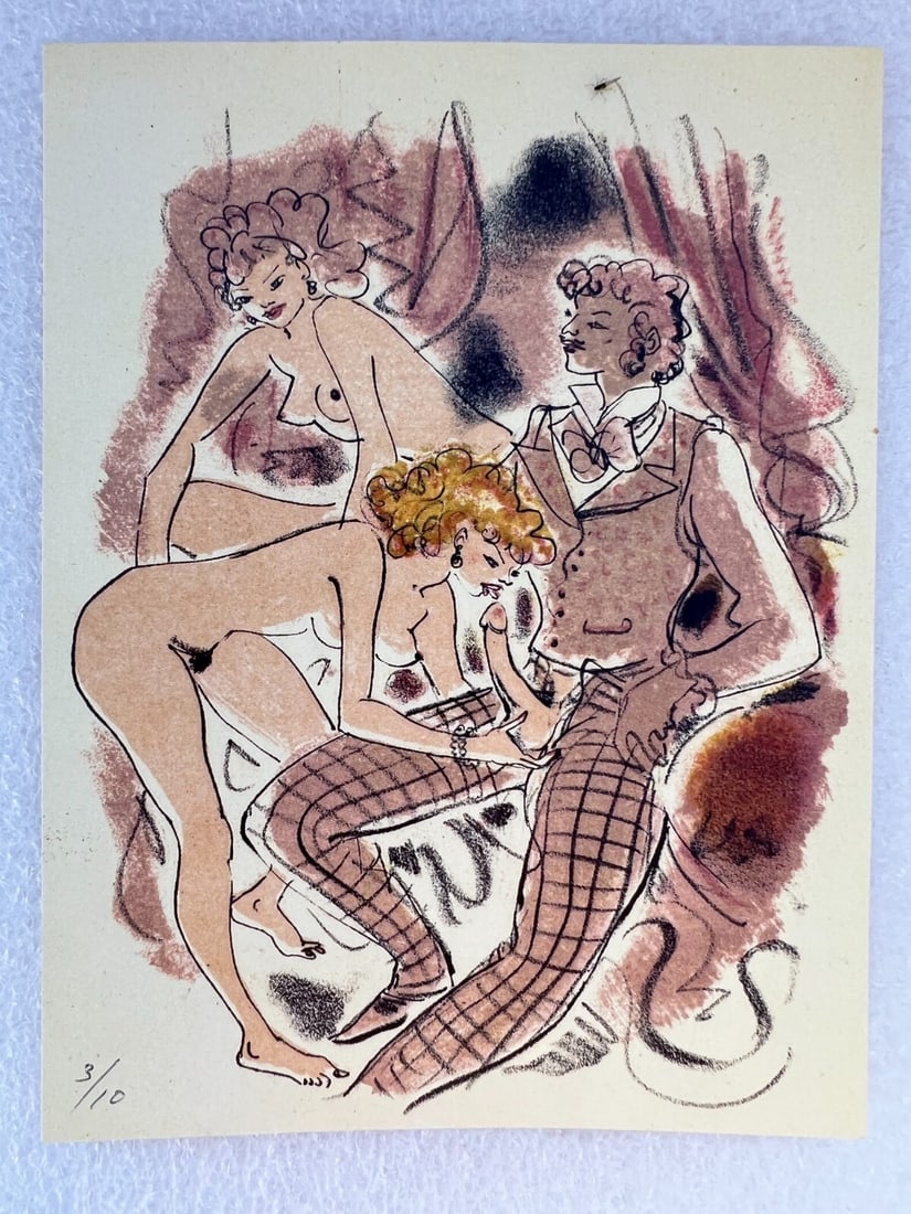 French Special Edition Erotic Lithograph 3/10 Impressionism: French Special Edition Erotic Lithograph 3/10 Impressionism This exquisite French special edition lithograph showcases impressive detail and craftsmanship in the style of Impressionism. Featuring an e