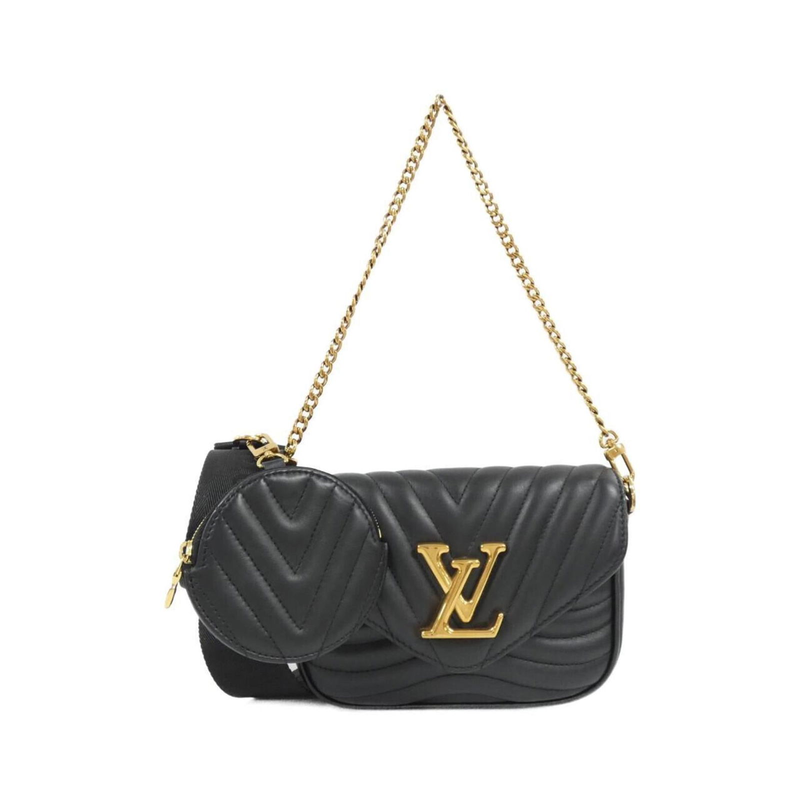 Black Leather New Wave Bag by Louis Vuitton France: Black Leather New Wave Bag by Louis Vuitton France This Louis Vuitton New Wave handbag features black leather construction, offering a stylish and versatile accessory for women. Made in France, it pre