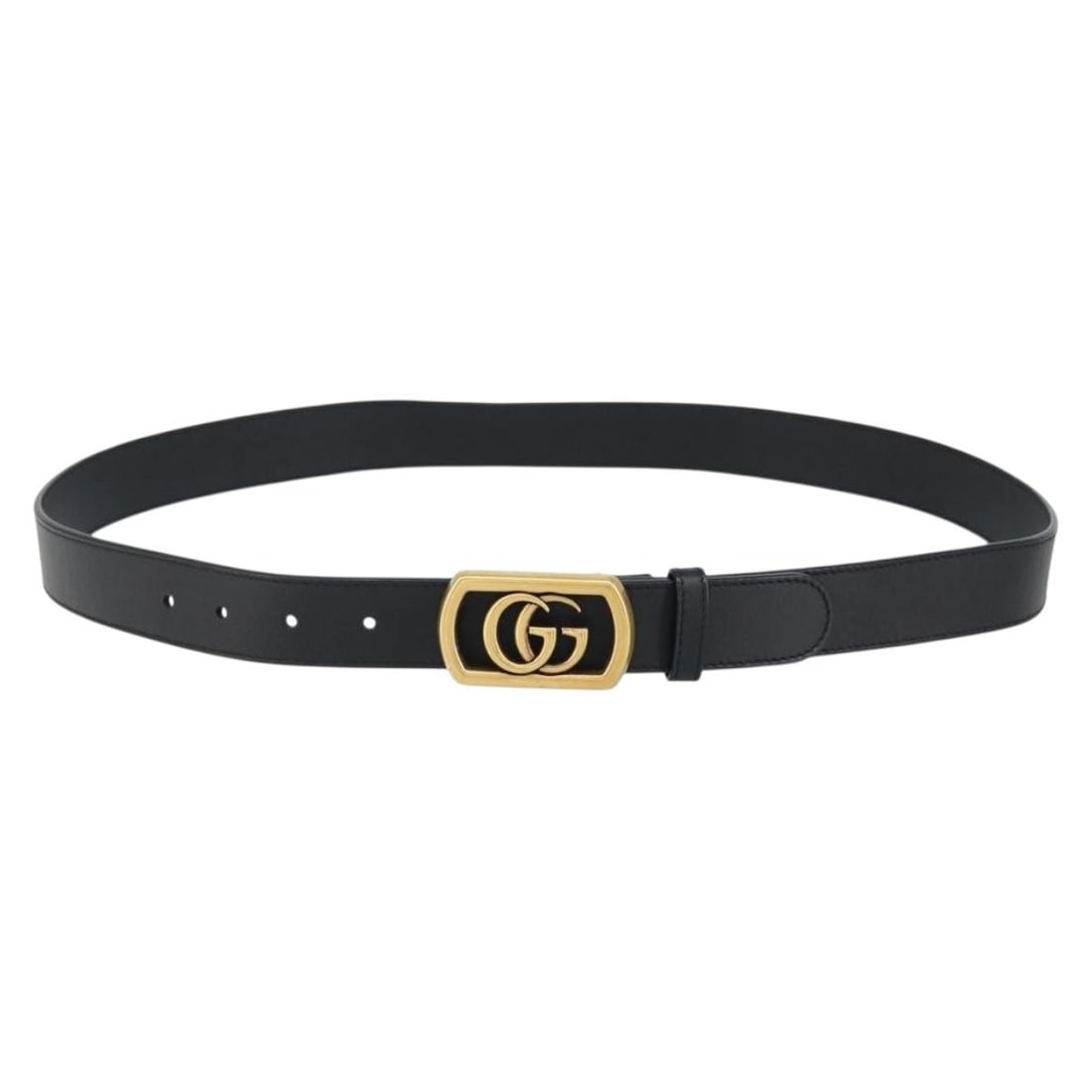 GUCCI GG Marmont Leather Belt Black Gold 44.1in Auth 575587: GUCCI GG Marmont Leather Belt Black Gold 44.1in Auth 575587 Elevate your style with this GUCCI GG Marmont Belt, a perfect blend of luxury and functionality. Crafted in Italy, this exquisite belt featu