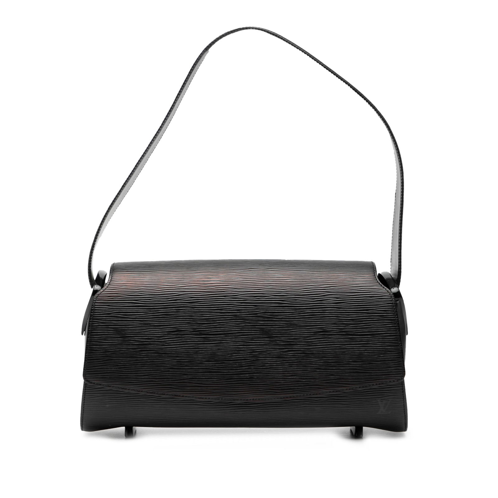 Black Epi Leather Nocturne GM Shoulder Bag by Louis Vuitton: Black Epi Leather Nocturne GM Shoulder Bag by Louis Vuitton The Louis Vuitton Epi Nocturne GM is crafted from black epi leather and features a structured silhouette with a flat strap and a front flap