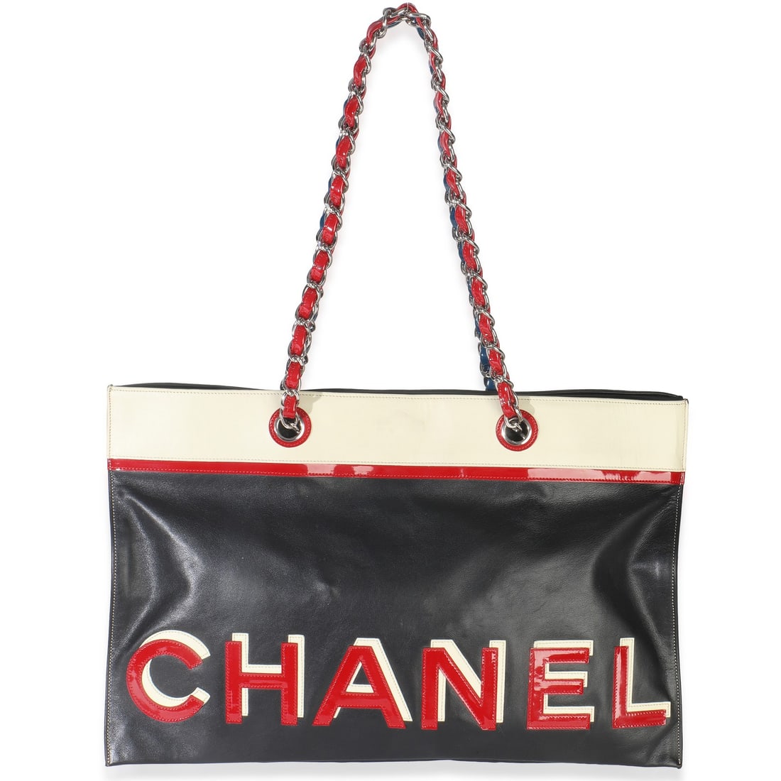 Chanel Red and Black Lambskin Star Chain Vintage No 5 Shoulder Tote Bag: Chanel Red and Black Lambskin Star Chain Vintage No 5 Shoulder Tote Bag This Chanel Vintage Black Red Lambskin No. 5 Star Chain Tote Bag features a luxurious leather exterior in black and red, complem