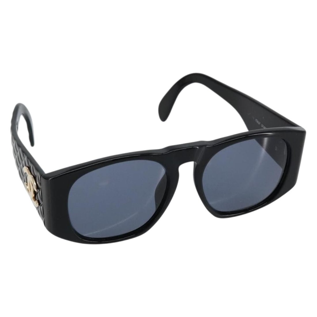 CHANEL COCO Mark Matelasse Black Plastic Sunglasses Auth Italy (1 of 11)