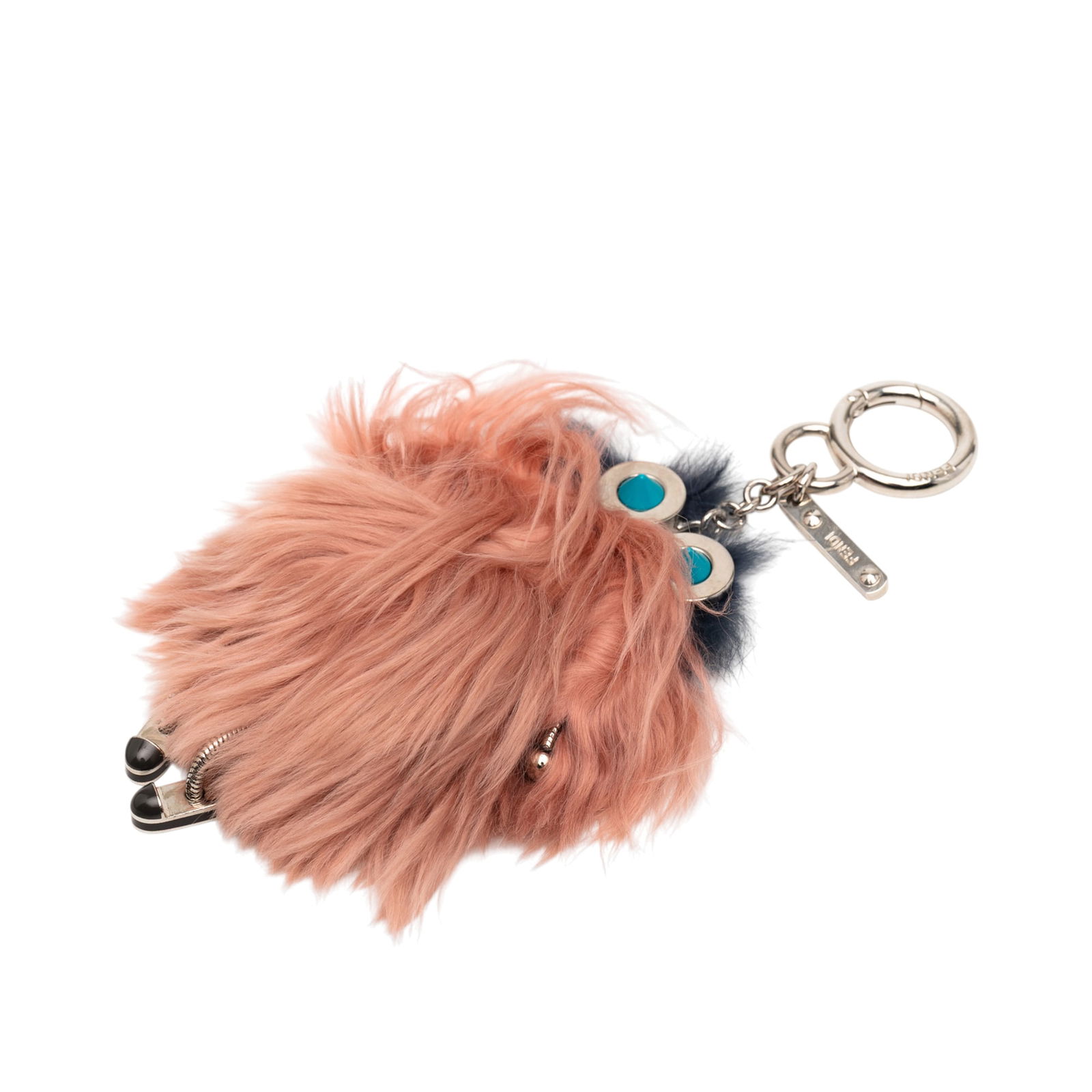 Fendi Pink Mink Teen Witches Bag Charm Keychain: Fendi Pink Mink Teen Witches Bag Charm Keychain Elevate your accessory collection with the Fendi Mink Teen Witches Bag Charm. This stylish keychain features a luxurious fur charm complemented by a dur