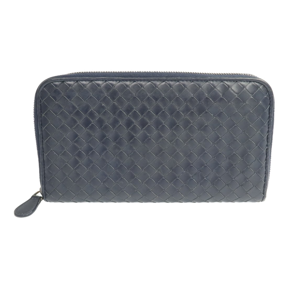 Navy Intrecciato Leather Long Wallet from Bottega Veneta: Navy Intrecciato Leather Long Wallet from Bottega Veneta This Bottega Veneta long wallet features the signature Intrecciato leather in a classic navy color. Crafted in Italy, it offers both style and