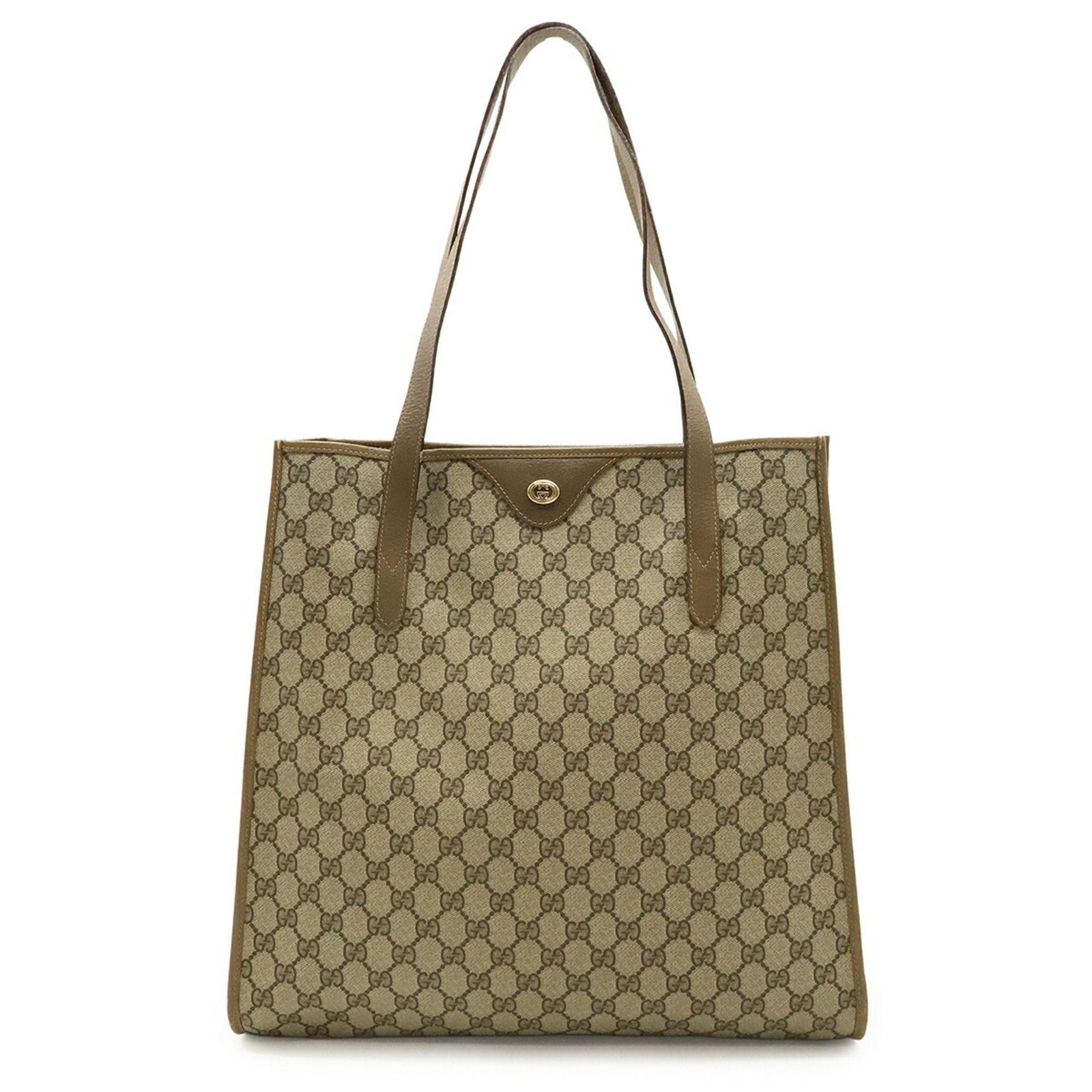 Beige Brown Canvas Tote Bag Gucci Old Gucci Model Italy (1 of 1)
