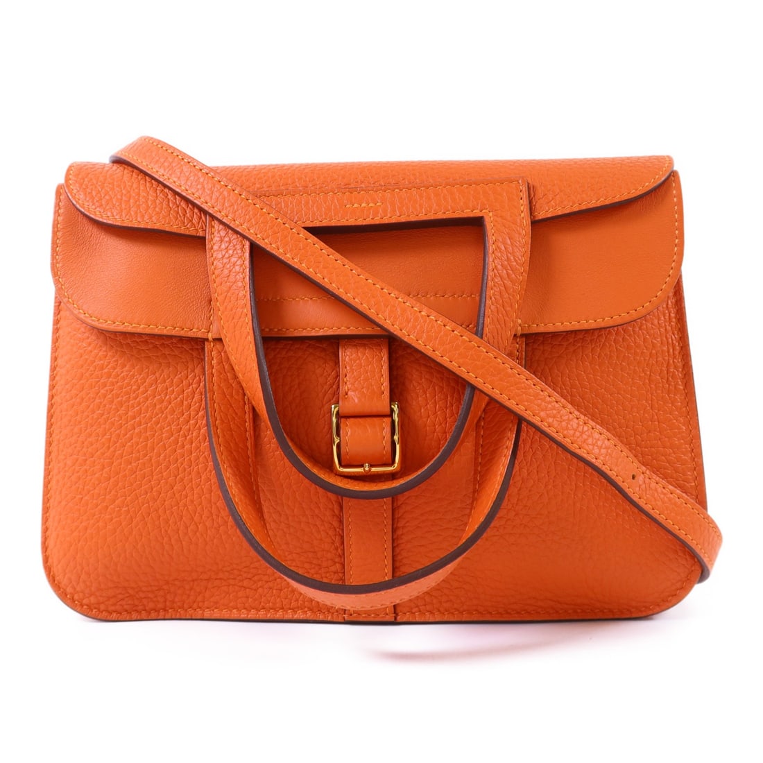 Halzan 25 orange Clemence leather 2-way shoulder bag with gold hardware (1 of 13)