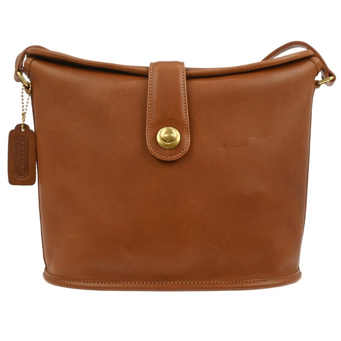 Coach 011-9130 Medium Brown Leather Shoulder Bag with Push Lock Closure (1 of 10)