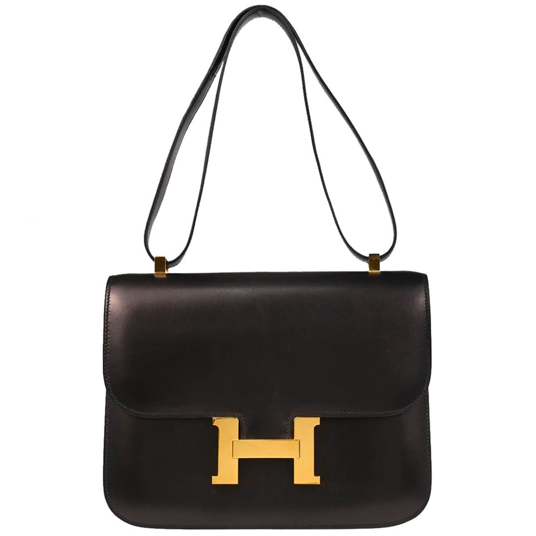 Hermes Constance 25 Black Box Calf Shoulder Bag: Hermes Constance 25 Black Box Calf Shoulder Bag Elevate your accessory collection with the exquisite Hermes Black Box Calf Constance 25 Shoulder Bag. This stylish shoulder bag features a sleek black b