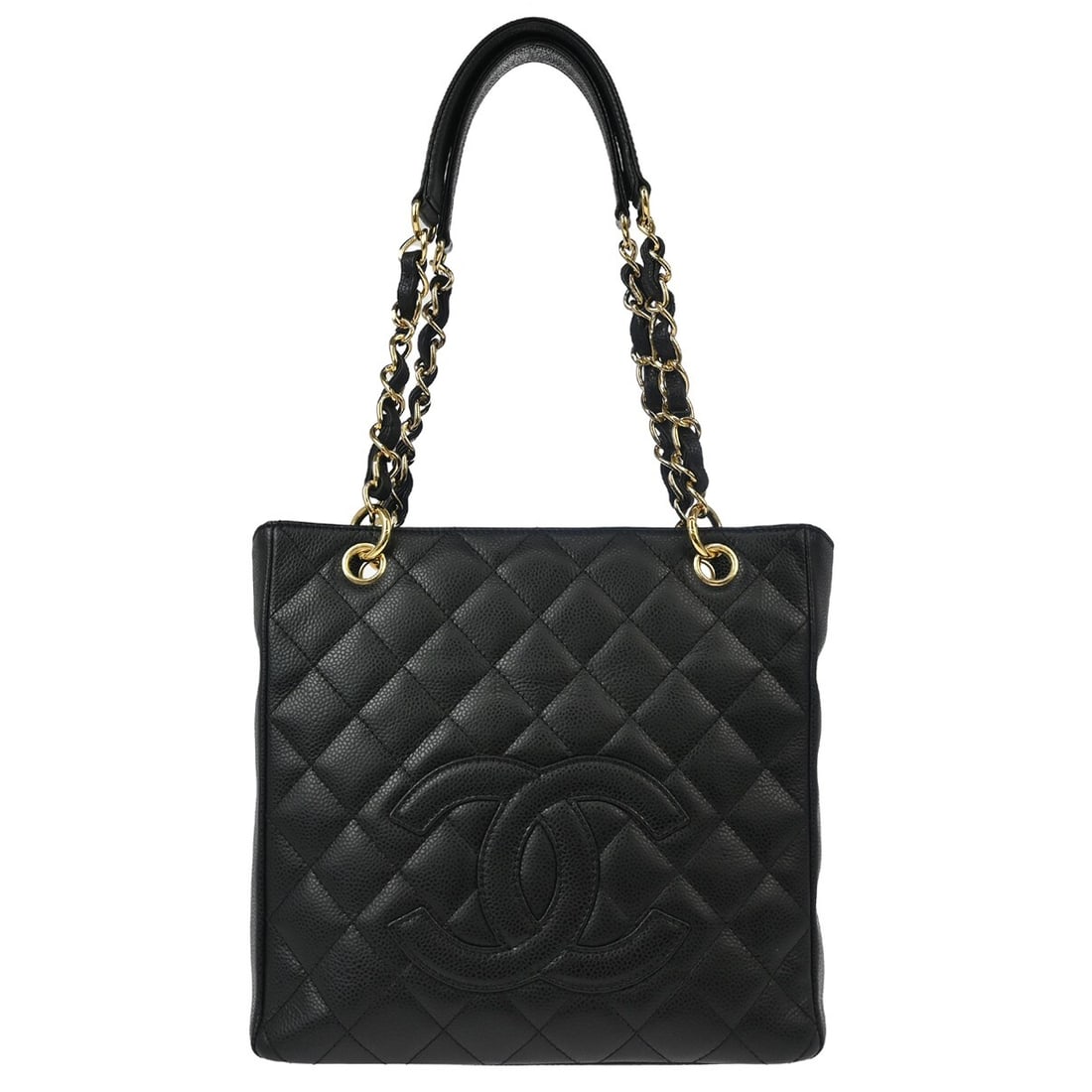 Chanel Black Caviar Skin Petite Shopping Tote PST Handbag: Chanel Black Caviar Skin Petite Shopping Tote PST Handbag This Chanel Petite Shopping Tote (PST) is crafted from luxurious black caviar skin leather. The tote features a stylish quilted pattern and is