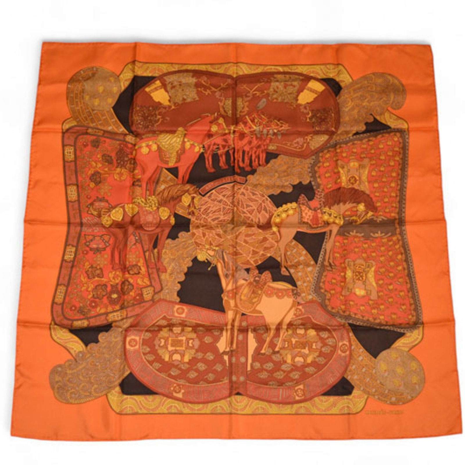 Hermes Carre 90 Silk Orange Scarf 88cm Square France (1 of 1)