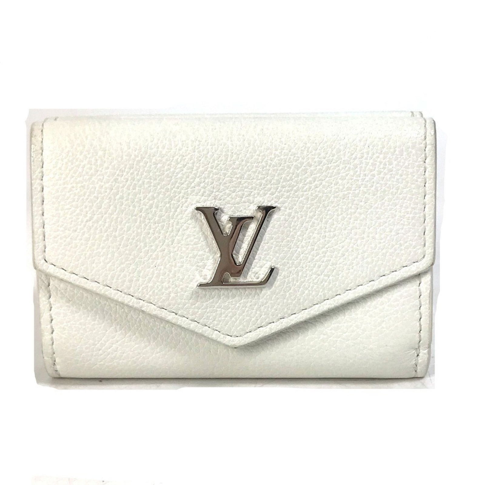 White Leather Lockmini Wallet by Louis Vuitton France: White Leather Lockmini Wallet by Louis Vuitton France This Louis Vuitton Lockmini Wallet features a white leather exterior and compact design. Crafted in France, it includes practical storage for esse