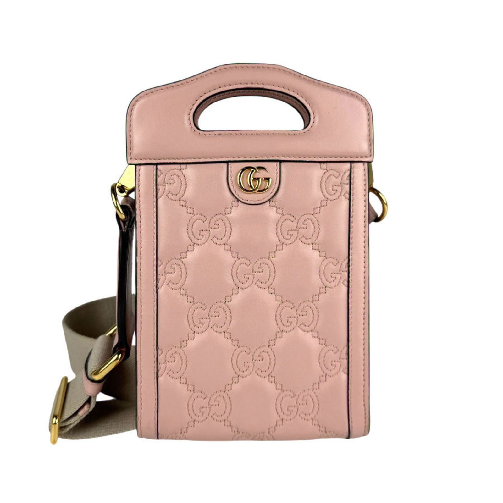 Pink Leather GG Marmont Shoulder Bag by Gucci Italy: Pink Leather GG Marmont Shoulder Bag by Gucci Italy This is a Gucci GG Marmont bag crafted from pink leather. Designed for women, it features a compact silhouette with dimensions of W 13 cm x H 18 cm