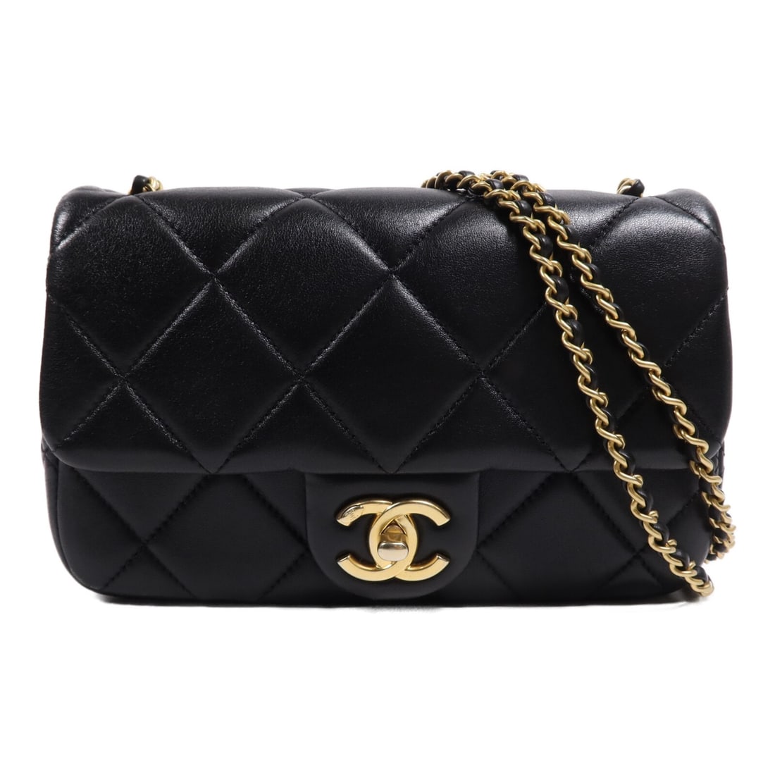 CHANEL Black Lambskin Shoulder Bag with Chain GHW (1 of 16)