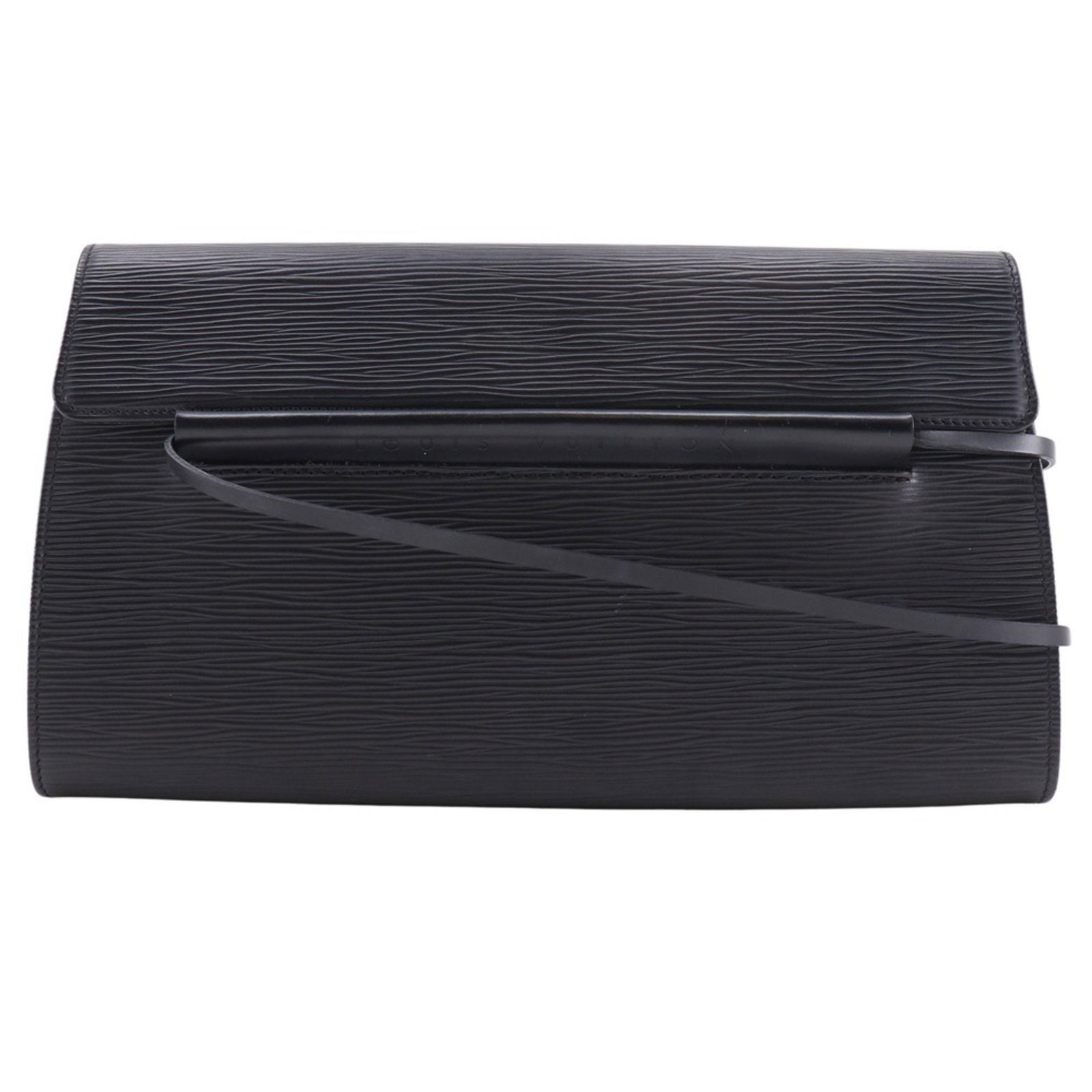 Black Leather Dinard Bag by Louis Vuitton France: Black Leather Dinard Bag by Louis Vuitton France The Louis Vuitton Dinard is a women's handbag crafted from black leather. It features a structured silhouette and is made in France. The bag shows trac