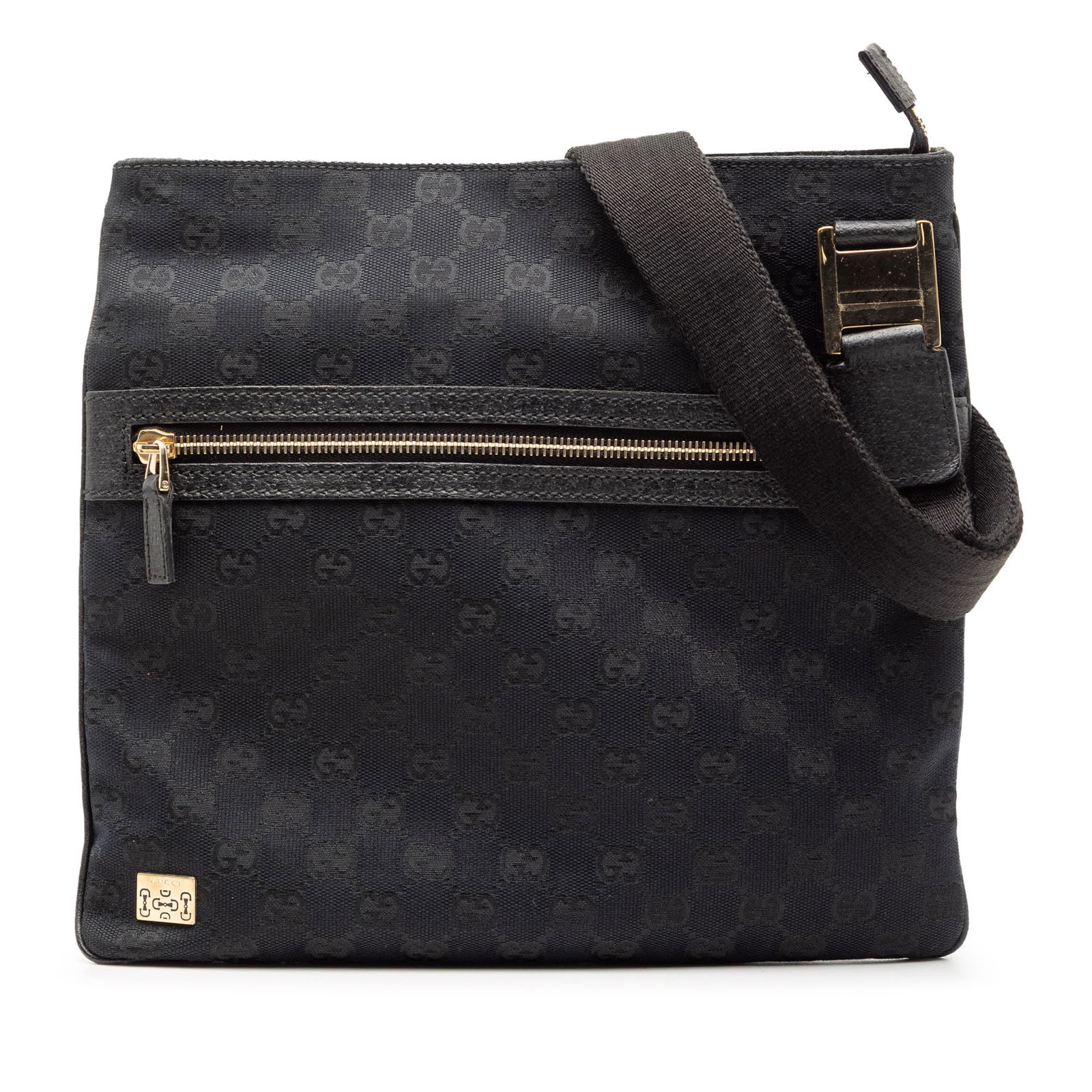 Black GG Canvas Pop Crossbody Bag by Gucci with Leather Trim: Black GG Canvas Pop Crossbody Bag by Gucci with Leather Trim This Gucci GG Canvas Pop Crossbody bag features a durable canvas body with leather trim, an adjustable flat strap, a top zip closure, an ex
