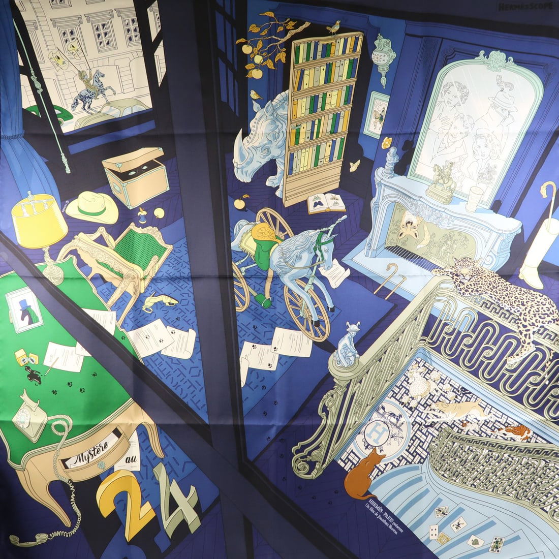 HERMES Silk Scarf in Blue and Green from France: HERMES Silk Scarf in Blue and Green from France This exquisite HERMES scarf features a stunning blue and green design, crafted from luxurious silk, making it a perfect accessory for any wardrobe. The