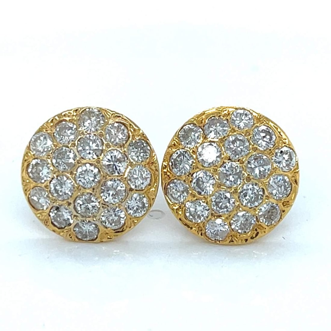 18K Yellow Gold 3.00 Ct. Diamond Earrings 48 Stones F-H Color (1 of 4)