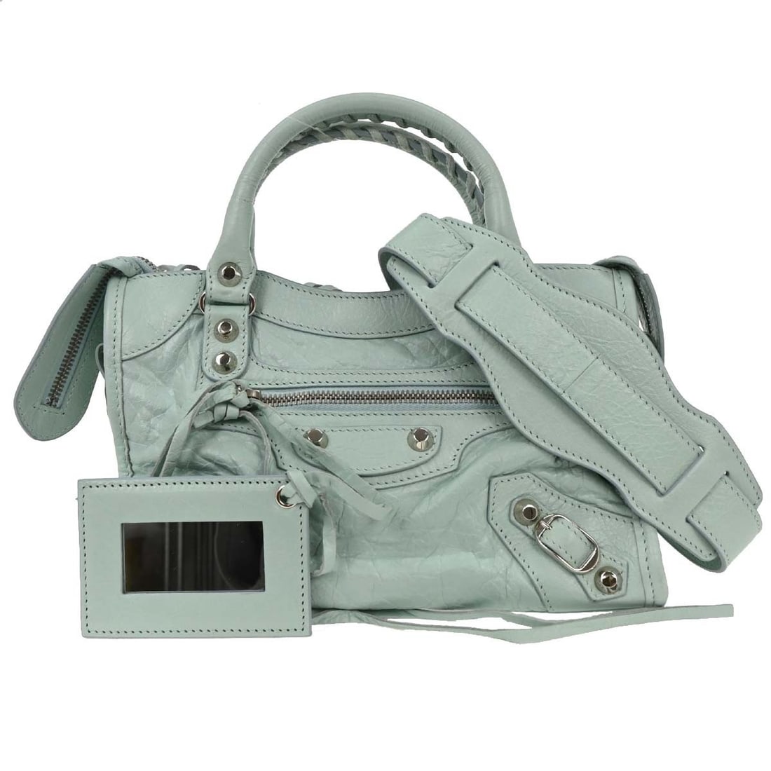 Balenciaga Light Blue City Mini Top Handle Handbag 300295.4970.D.528147: Balenciaga Light Blue City Mini Top Handle Handbag 300295.4970.D.528147 Discover the elegance of the Balenciaga Light Blue The City Mini Handbag, a stylish and functional accessory perfect for casual