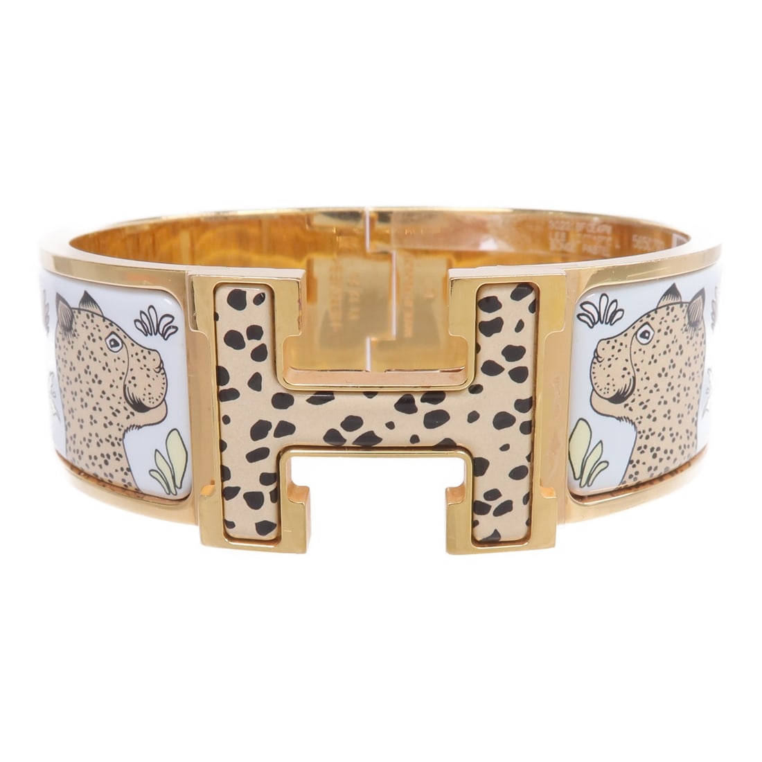 Beige and Blue Enamel H Bracelet from Hermes: Beige and Blue Enamel H Bracelet from Hermes This Hermes Clic-Clac H bracelet features a combination of beige and blue enamel with metal accents. Crafted in France, it is designed in a regular size an