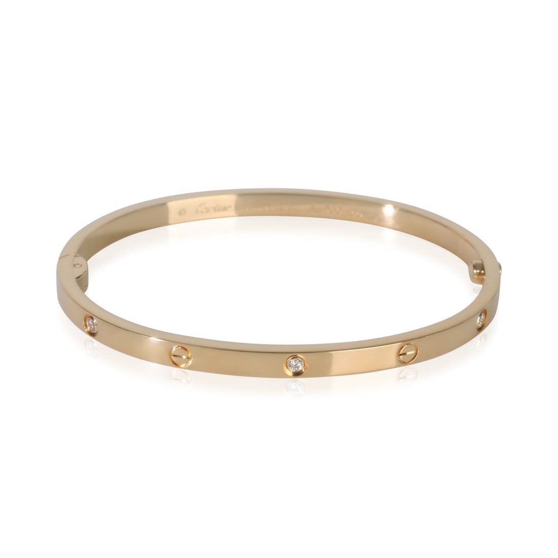 Cartier Love Small Model 18k Yellow Gold Diamond Bracelet with Box and Papers: Cartier Love Small Model 18k Yellow Gold Diamond Bracelet with Box and Papers This Cartier Love Bracelet from the Small Model collection is crafted in 18k yellow gold and features round brilliant cut