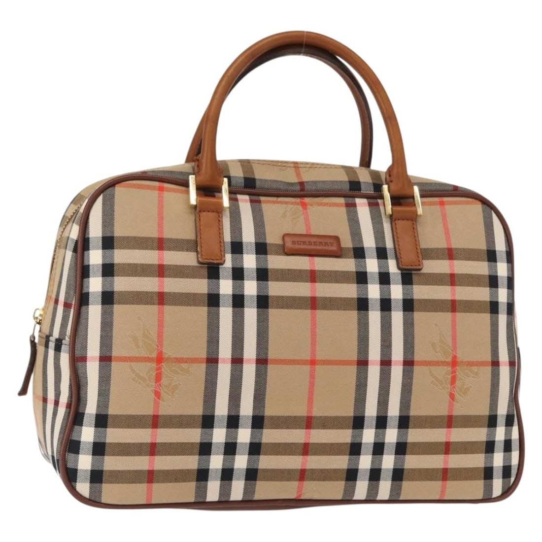 BURBERRY Nova Check Hand Bag Beige Gold Canvas Authentic (1 of 18)