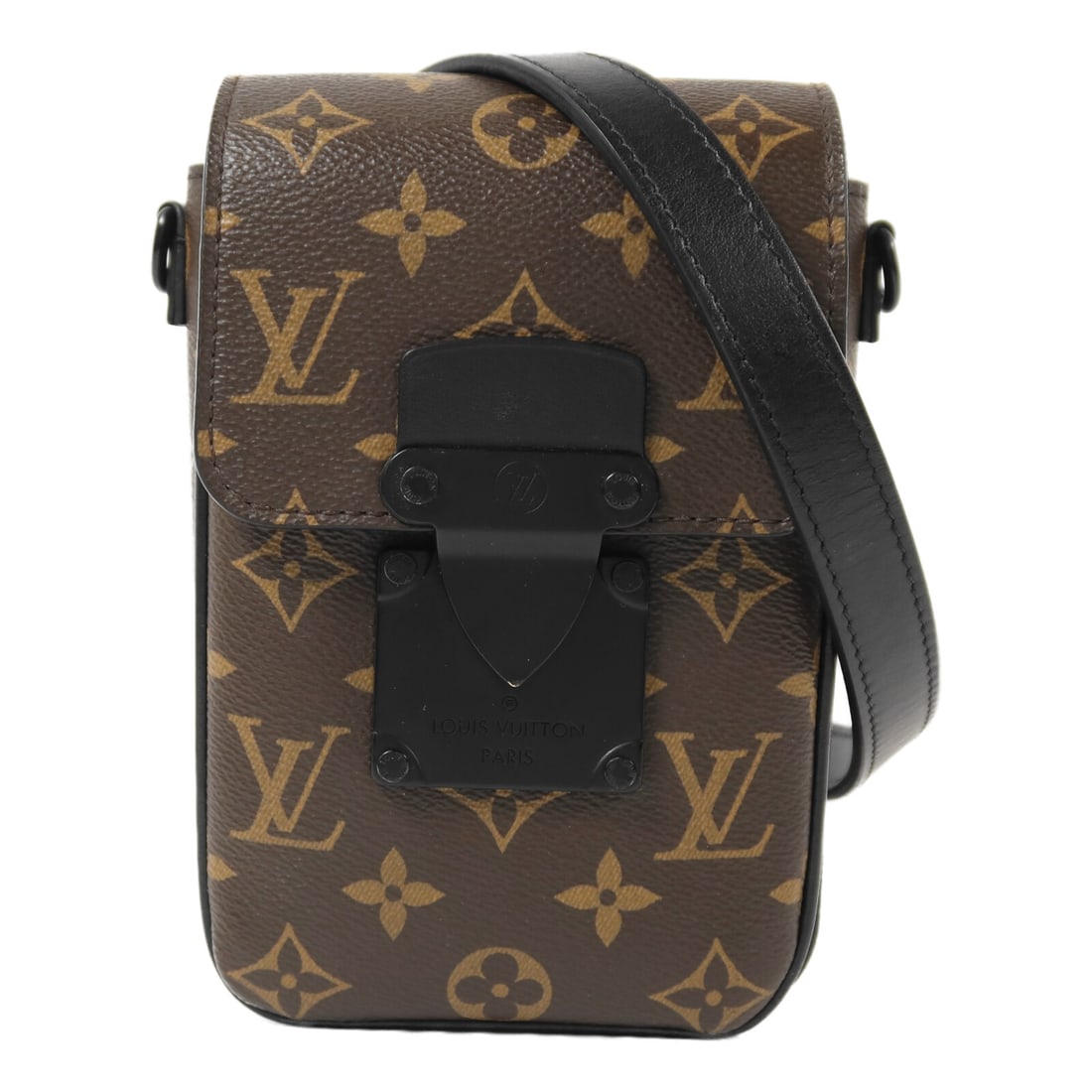 Louis Vuitton Monogram Macassar S-Lock Brown Shoulder Bag M81522: Louis Vuitton Monogram Macassar S-Lock Brown Shoulder Bag M81522 This Louis Vuitton S-Lock shoulder bag features the Monogram Macassar pattern in brown PVC coated canvas. Designed as a compact and sty