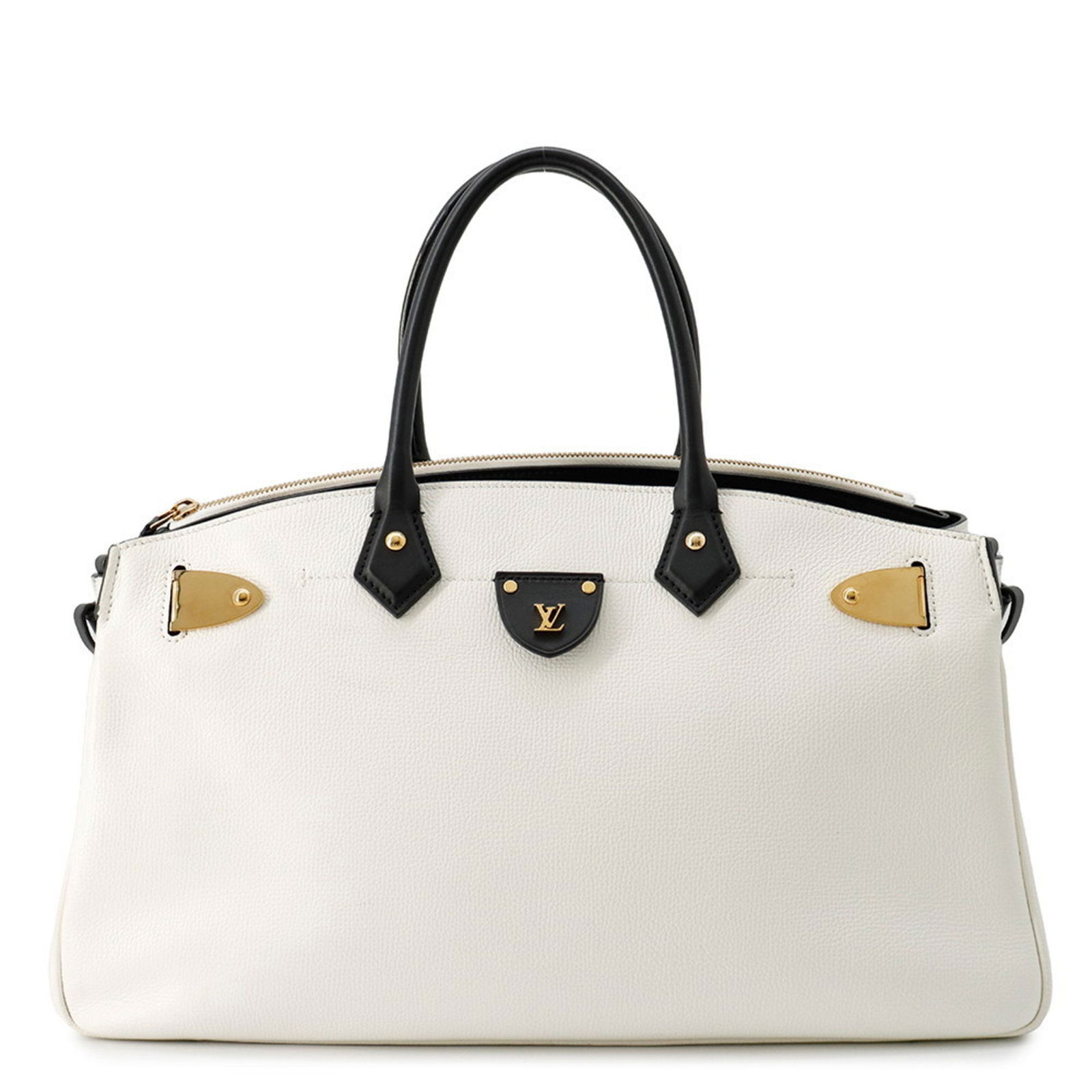 White Leather City Handbag by Louis Vuitton France: White Leather City Handbag by Louis Vuitton France This Louis Vuitton City handbag features a white leather exterior and is designed for women. It is crafted in France and offers spacious dimensions,