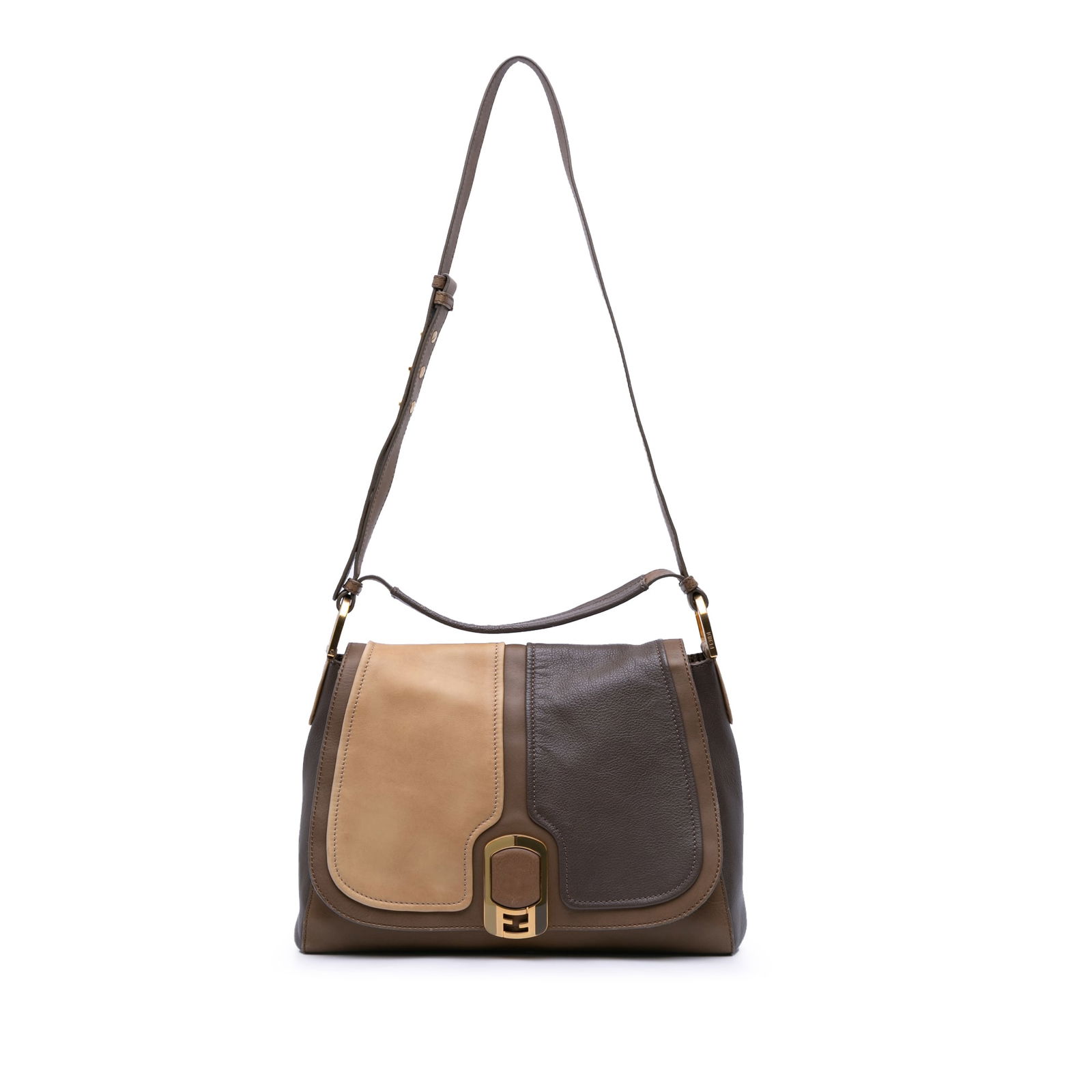Fendi Calfskin Colorblock Anna Leather Satchel Italy (1 of 11)