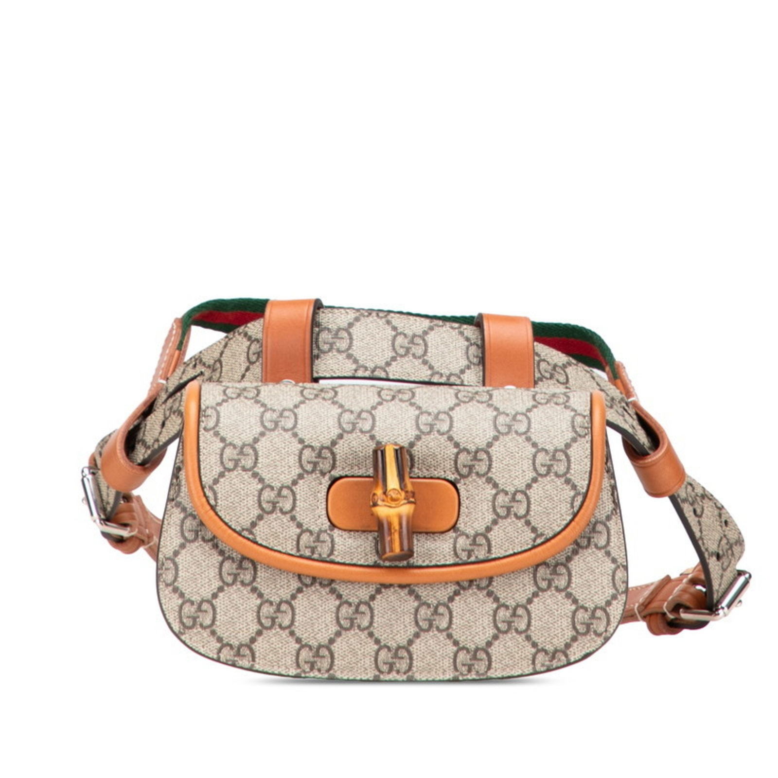 Beige Brown Canvas Gucci GG Supreme Handbag from Italy: Beige Brown Canvas Gucci GG Supreme Handbag from Italy This Gucci GG Supreme bag features a beige and brown canvas exterior, designed for women. The bag is crafted in Italy and showcases the iconic GG