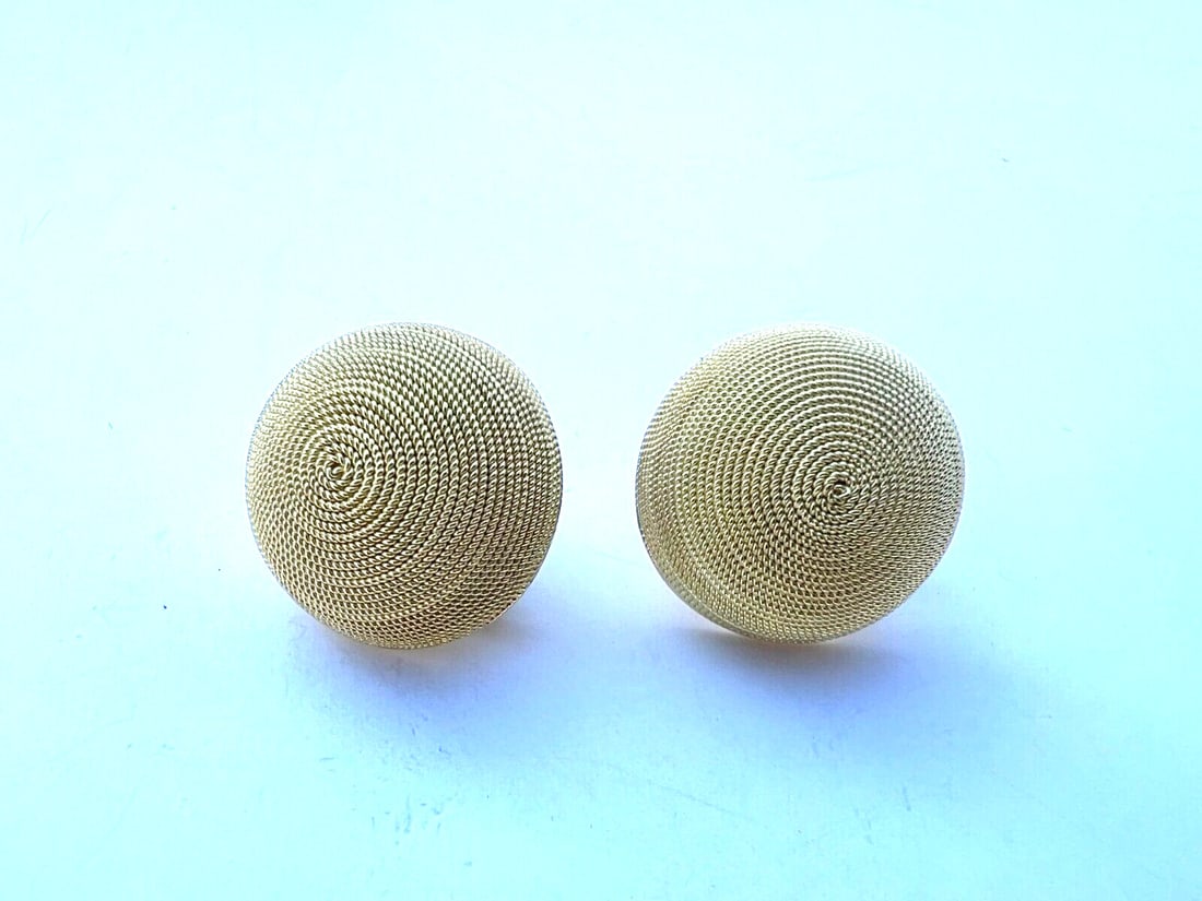 French 18K Yellow Gold Modern Earrings Signed Hallmarked (1 of 14)