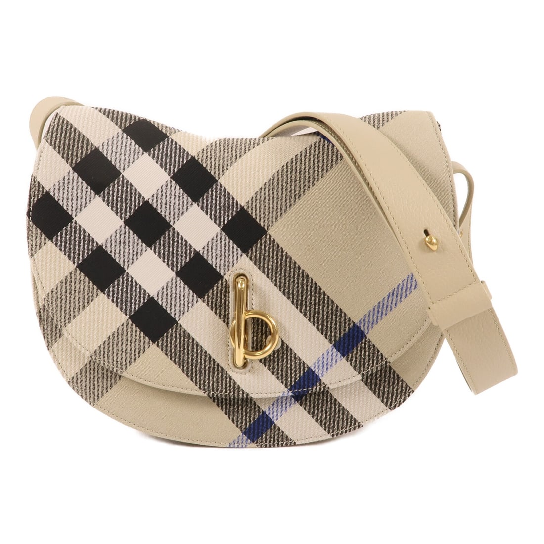Burberry Beige Canvas Shoulder Bag with Gold Tone Hardware: Burberry Beige Canvas Shoulder Bag with Gold Tone Hardware This Burberry shoulder bag features a beige canvas exterior and is crafted in the United Kingdom. The bag is designed for regular sizing and