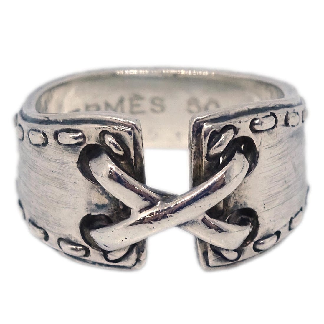SV925 Silver Vintage Hermes Round Ring: SV925 Silver Vintage Hermes Round Ring This is a vintage Hermes ring crafted from 925 silver, featuring a round shape with a silver finish. Made in France, this ring is in very good condition and offe
