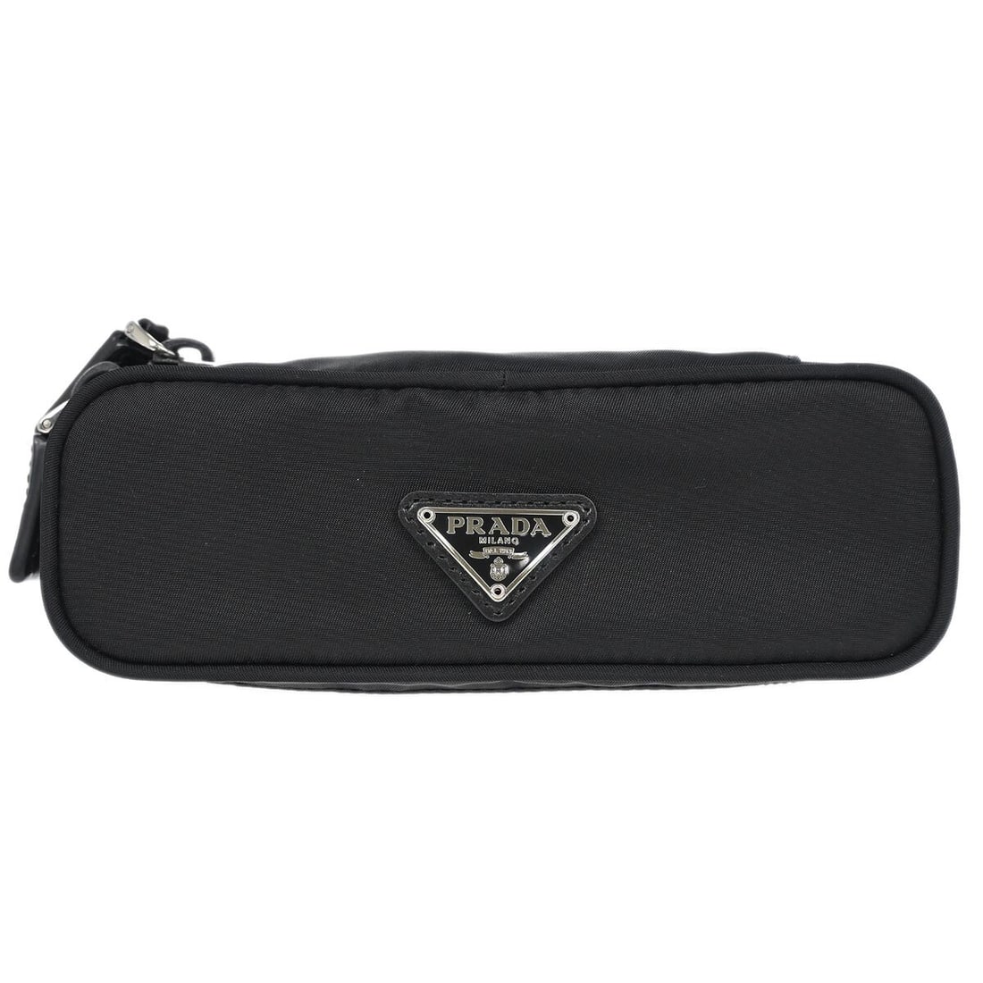 Prada Black Nylon Mini Clutch Pouch 58/F/224/1N1667: Prada Black Nylon Mini Clutch Pouch 58/F/224/1N1667 This Prada Black Nylon Pouch combines style and functionality with its sleek design. Perfect for casual occasions, this mini clutch features a durab