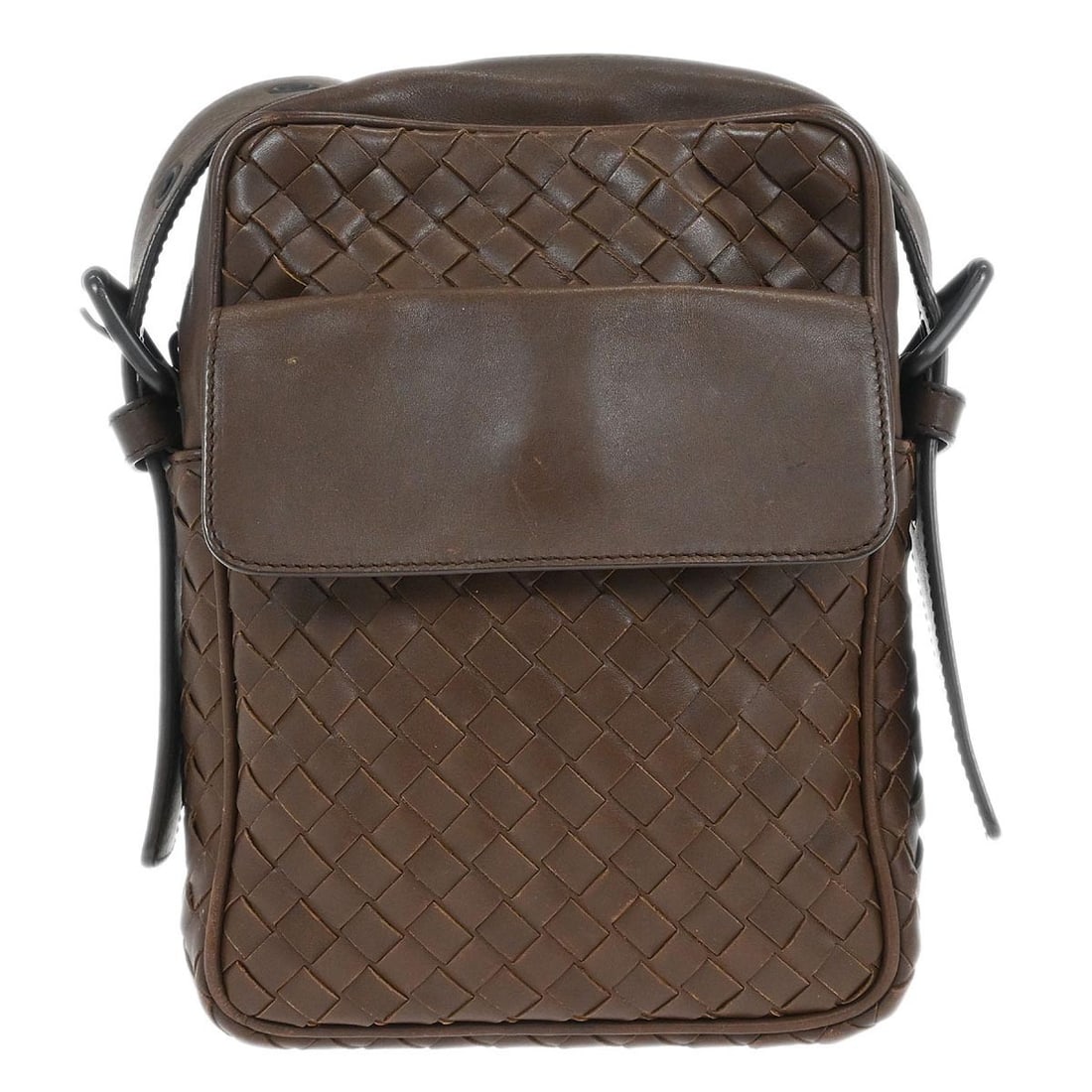 Brown Leather Intrecciato Crossbody Shoulder Bag by Bottega Veneta Small (1 of 10)