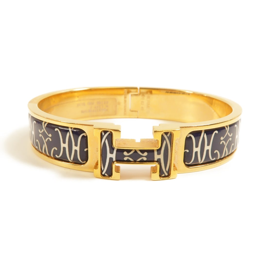 HERMES Clic H Blue Enamel Bangle Luxury Accessory (1 of 9)