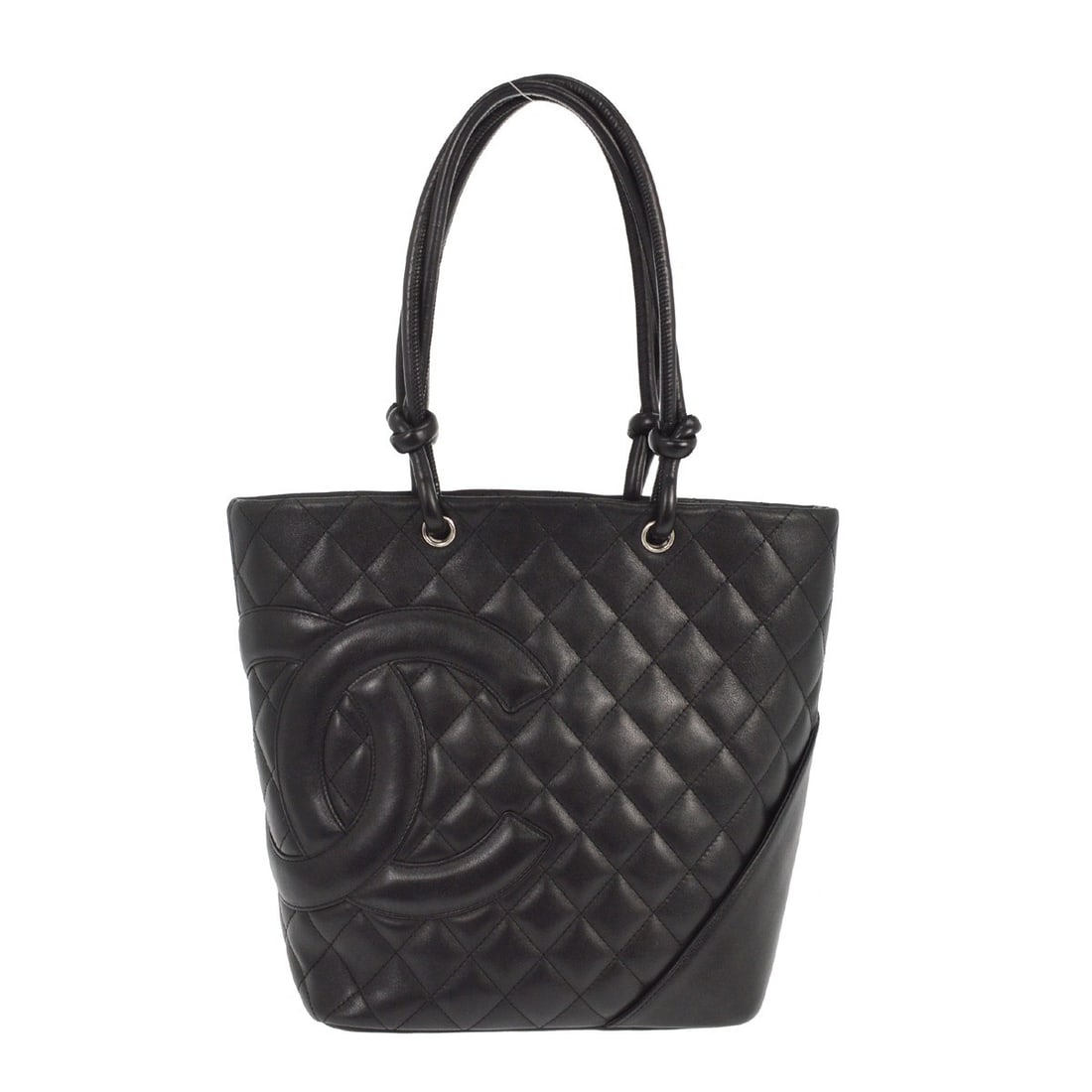 Chanel Cambon Ligne Quilted Black Calfskin Leather Tote Bag: Chanel Cambon Ligne Quilted Black Calfskin Leather Tote Bag This Chanel Cambon Ligne tote handbag is crafted from black calfskin leather with a quilted finish and features the iconic logo accent. The