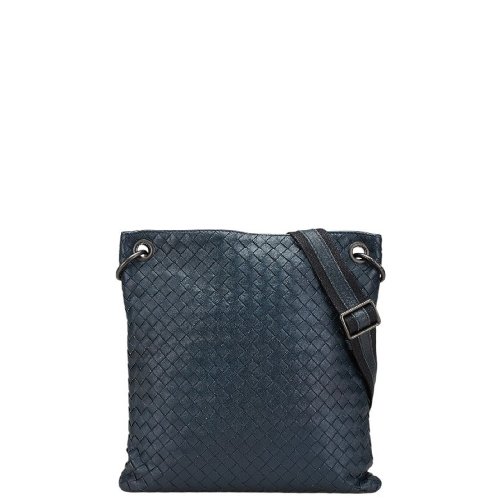 Navy Leather Intrecciato Shoulder Bag by Bottega Veneta Italy: Navy Leather Intrecciato Shoulder Bag by Bottega Veneta Italy This Bottega Veneta Intrecciato bag features the brand's signature woven leather design in navy. Crafted in Italy, it is designed for wome