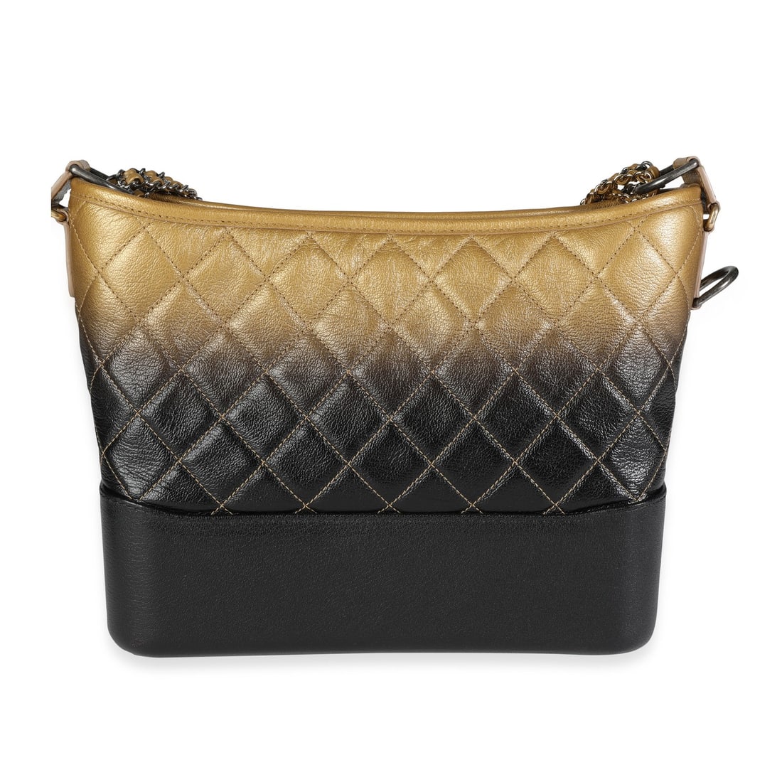 Chanel Medium Gabrielle Hobo Black Gold Ombre Quilted Goatskin Bag 2018: Chanel Medium Gabrielle Hobo Black Gold Ombre Quilted Goatskin Bag 2018 This stylish Chanel Medium Gabrielle Hobo is crafted from luxurious quilted goatskin leather, featuring a striking black and gol