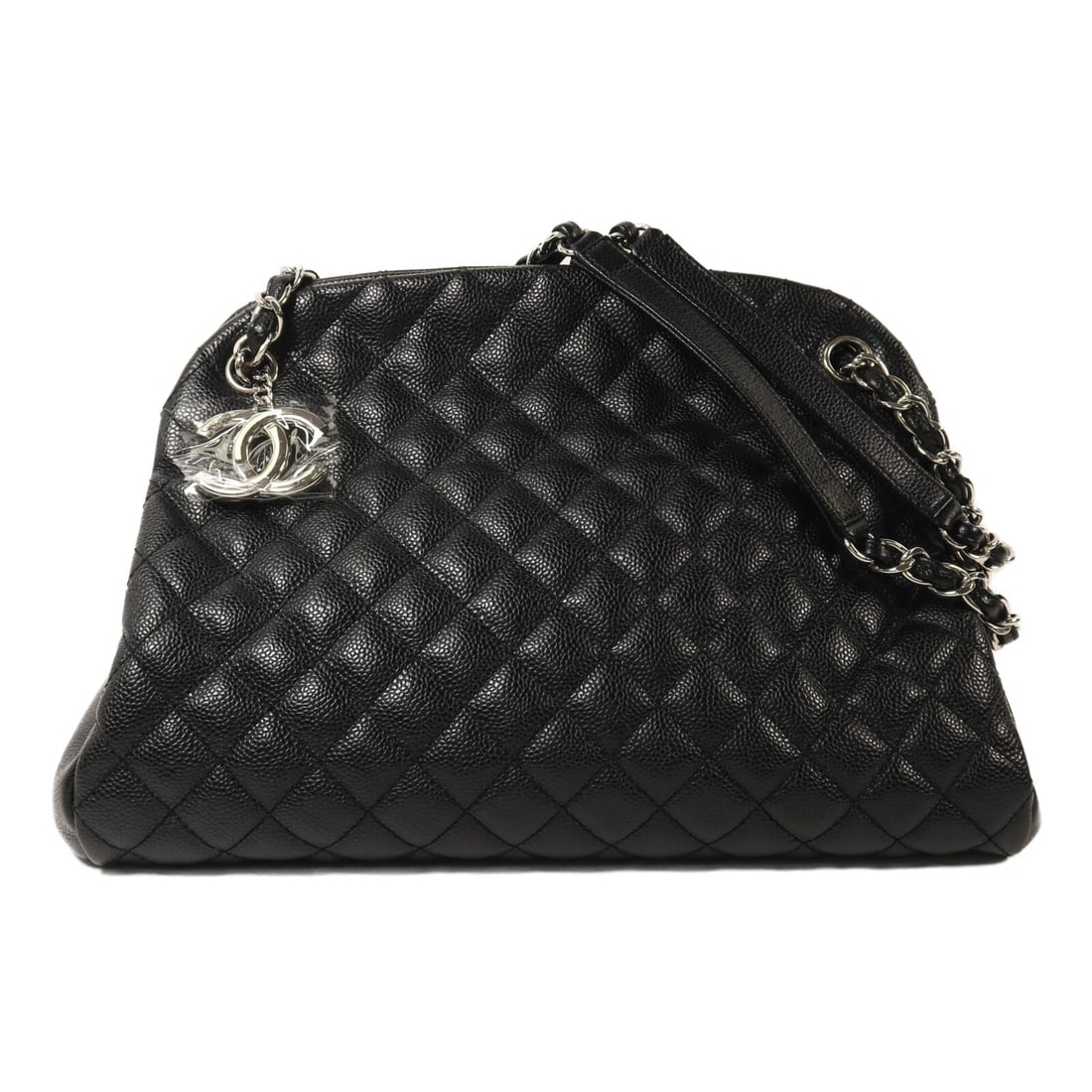 Black Calfskin Leather Chanel Shoulder Bag with Silver Tone CC Chain (1 of 16)
