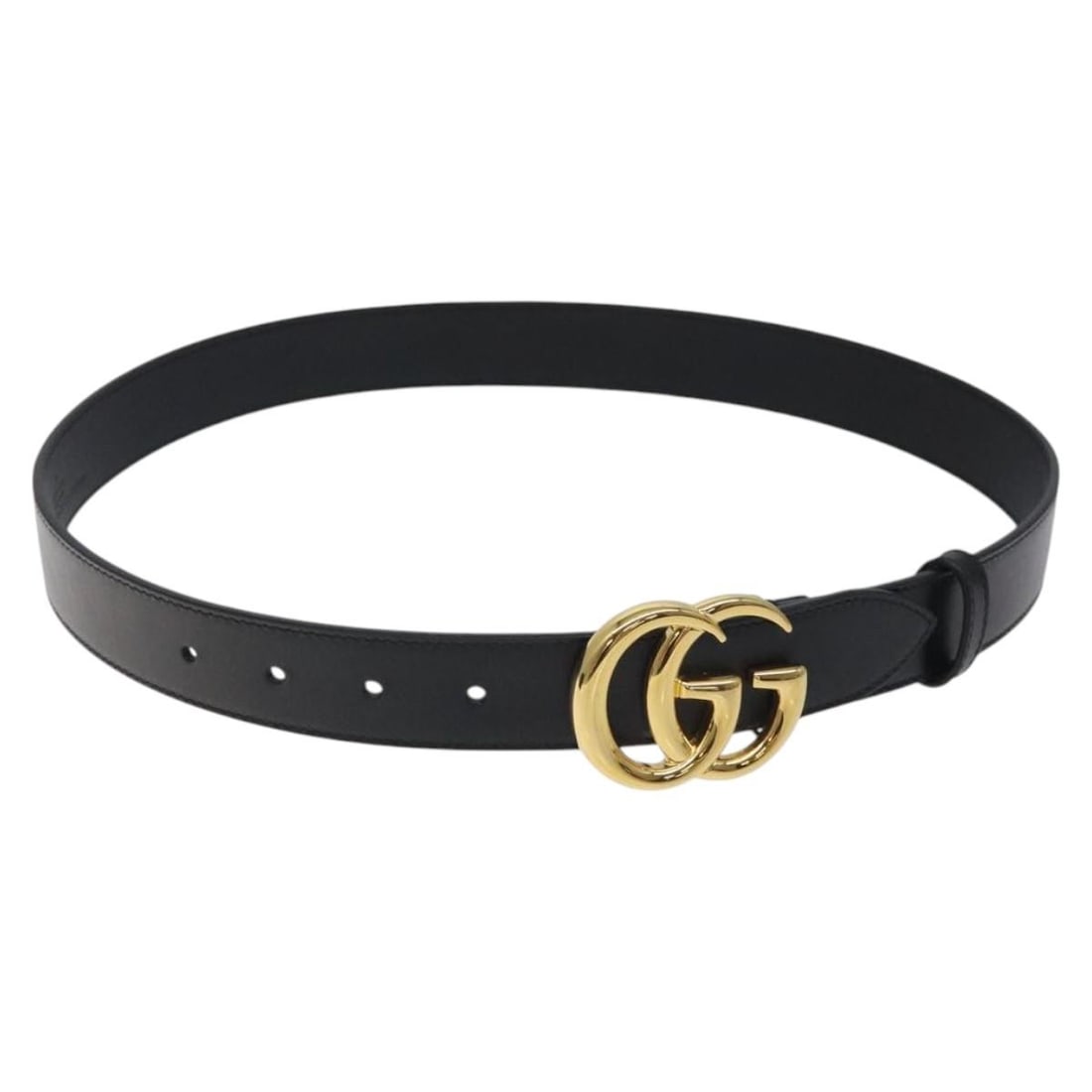 GUCCI GG Marmont Leather Belt Black Gold 33.5in Auth 414516: GUCCI GG Marmont Leather Belt Black Gold 33.5in Auth 414516 Elevate your style with this authentic GUCCI GG Marmont Belt, meticulously crafted in Italy. This luxurious belt features a classic black le