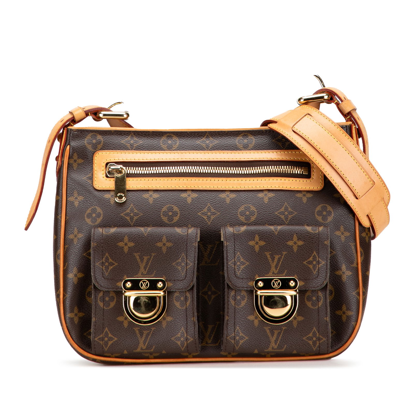 Louis Vuitton Monogram Hudson GM Brown Canvas Bag: Louis Vuitton Monogram Hudson GM Brown Canvas Bag The Louis Vuitton Monogram Hudson GM is a stylish and functional bag crafted from monogram canvas with vachetta leather trim. This bag features a flat
