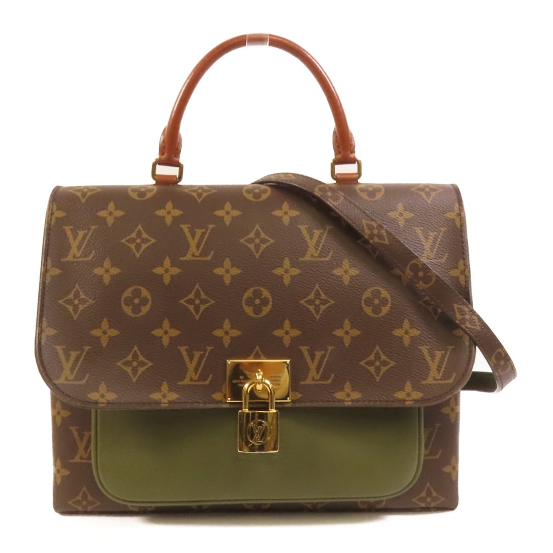 Louis Vuitton Marignan Monogram Two-Way Shoulder Bag with Gold Hardware: Louis Vuitton Marignan Monogram Two-Way Shoulder Bag with Gold Hardware This Louis Vuitton Marignan 2-way shoulder handbag features a classic monogram pattern in brown PVC coated canvas. The bag offer