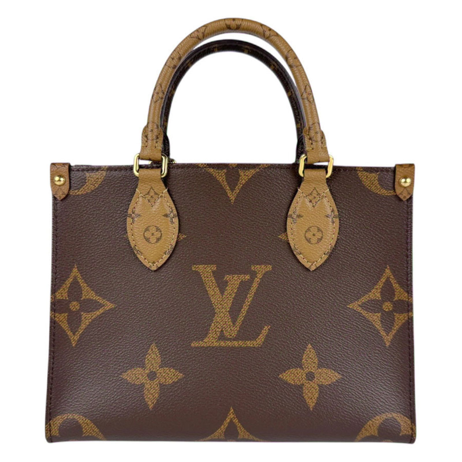 Louis Vuitton Onthego Brown PVC Tote Bag 19cm x 25cm x 10cm: Louis Vuitton Onthego Brown PVC Tote Bag 19cm x 25cm x 10cm This Louis Vuitton Onthego bag is crafted from durable brown PVC and features a spacious interior. Designed for women, it displays the signa