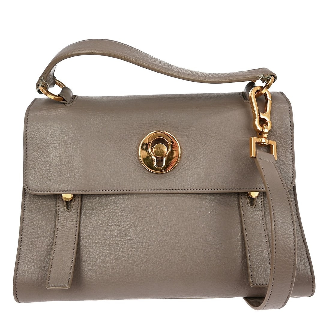 Saint Laurent Muse Two Gray Leather Top Handle Bag 313499.527411 (1 of 9)