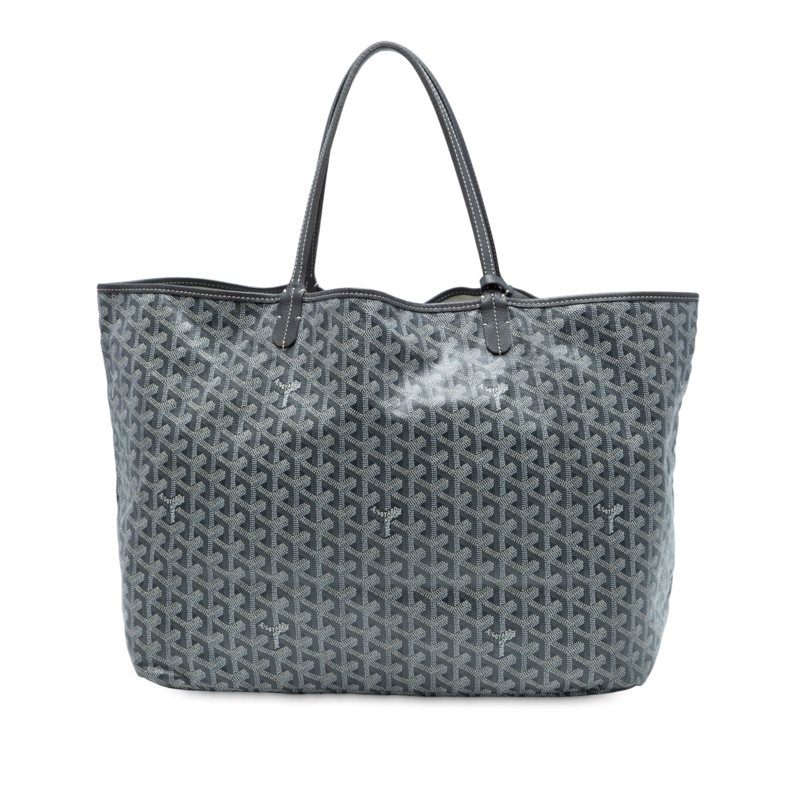 Goyard Saint Louis GM Gray Coated Canvas Tote Bag: Goyard Saint Louis GM Gray Coated Canvas Tote Bag The Goyardine Saint Louis GM is a spacious and stylish tote bag crafted from durable coated canvas. It features flat leather handles for easy carrying